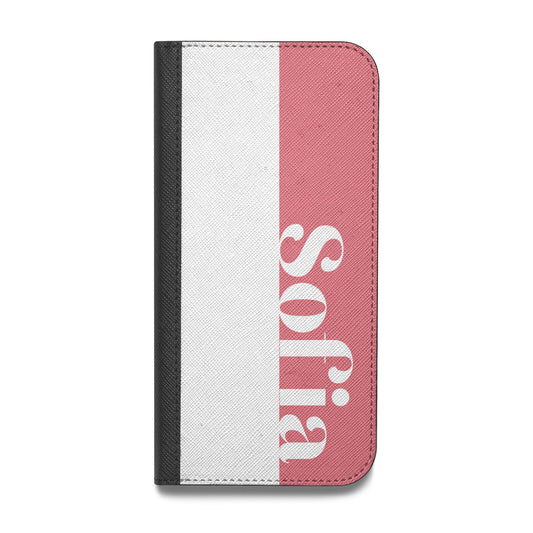 Pink White Personalised Vegan Leather Flip Samsung Case