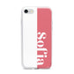 Pink White Personalised iPhone 7 Bumper Case on Silver iPhone