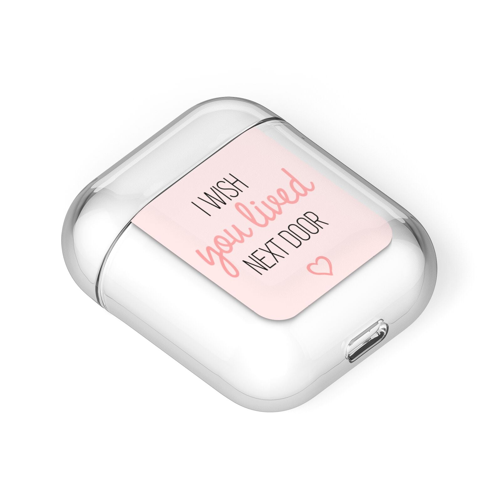 Pink Wish You Were Here AirPods Case Laid Flat
