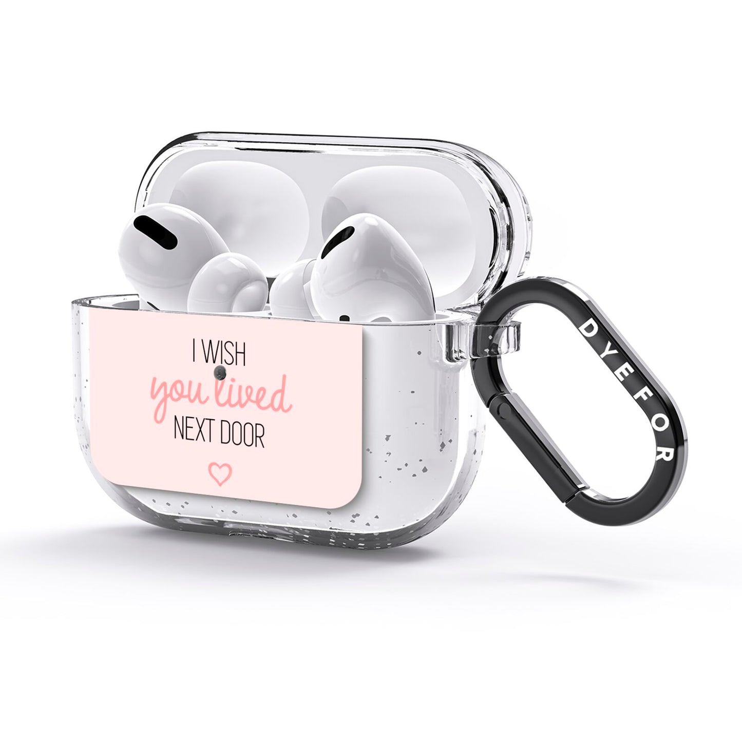 Pink Wish You Were Here AirPods Glitter Case 3rd Gen Side Image
