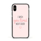Pink Wish You Were Here Apple iPhone Xs Impact Case Black Edge on Black Phone