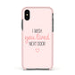 Pink Wish You Were Here Apple iPhone Xs Impact Case Pink Edge on Black Phone