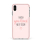 Pink Wish You Were Here Apple iPhone Xs Max Impact Case Pink Edge on Silver Phone