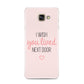 Pink Wish You Were Here Samsung Galaxy A3 2016 Case on gold phone
