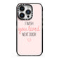 Pink Wish You Were Here iPhone 14 Pro Black Impact Case on Silver phone