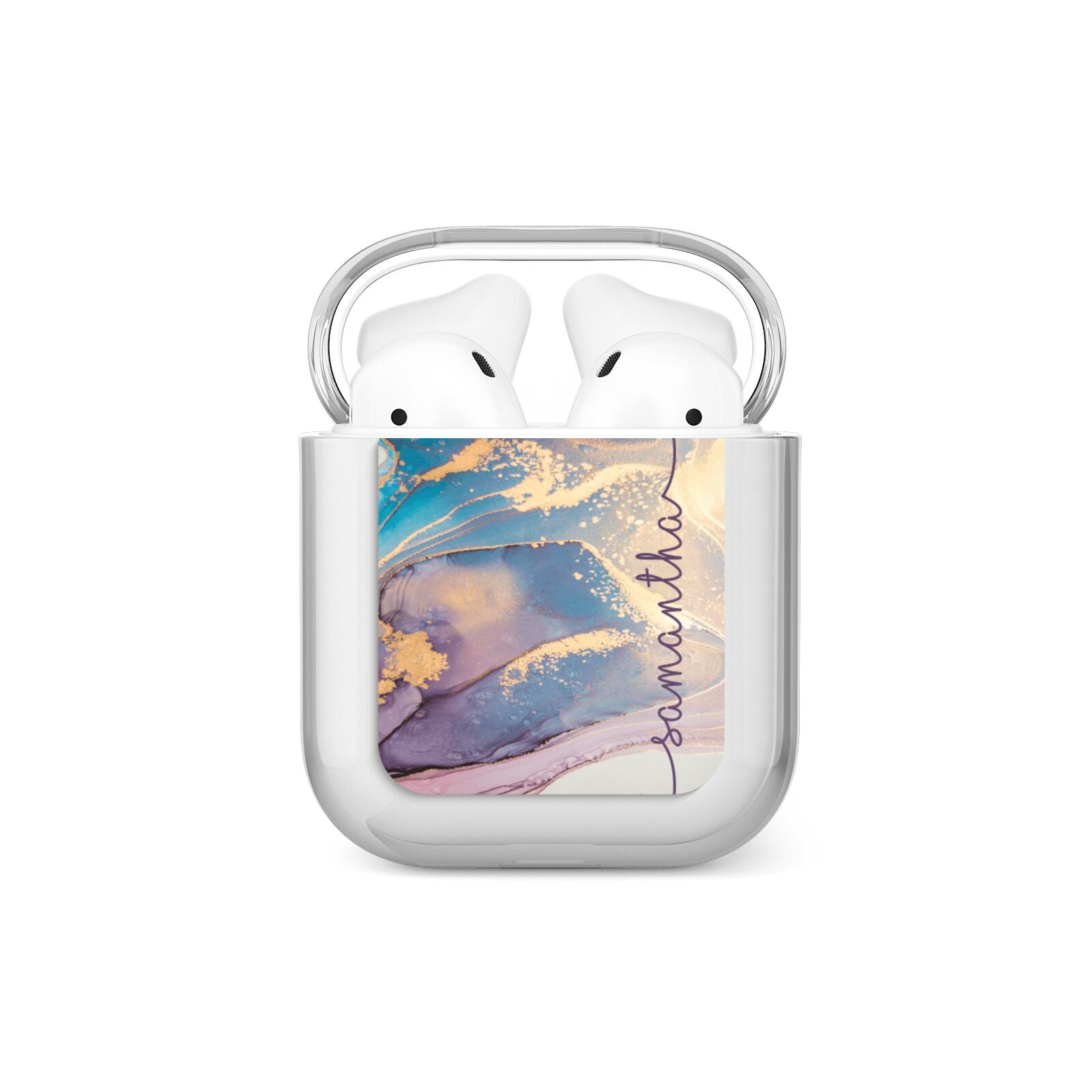 Pink and Blue Marble AirPods Case