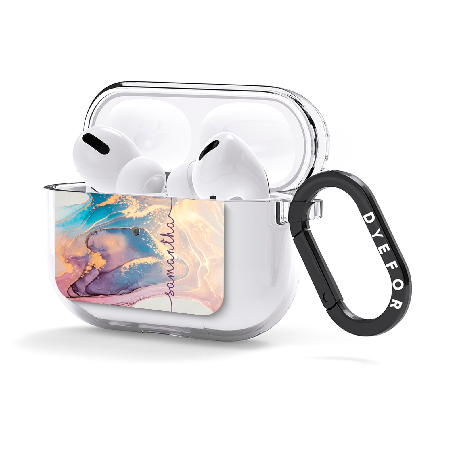 Pink and Blue Marble AirPods Clear Case 3rd Gen Side Image