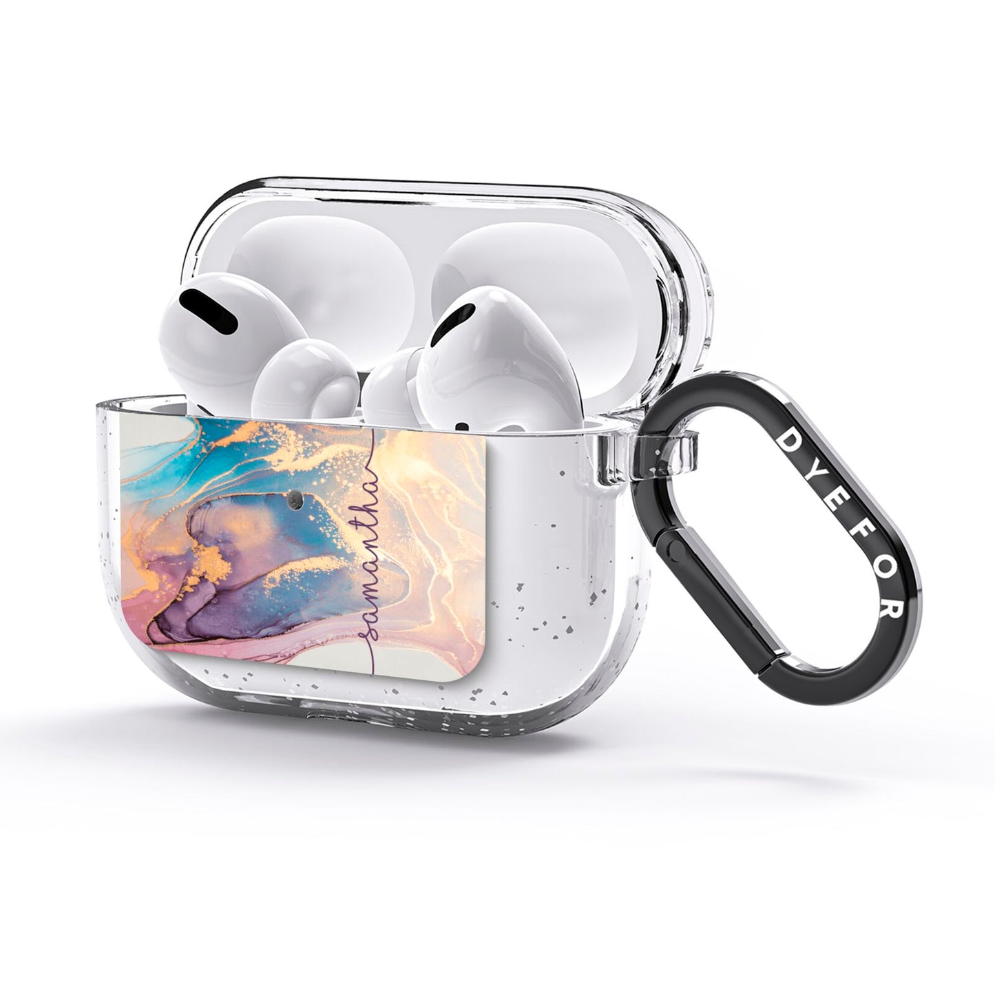 Pink and Blue Marble AirPods Glitter Case 3rd Gen Side Image