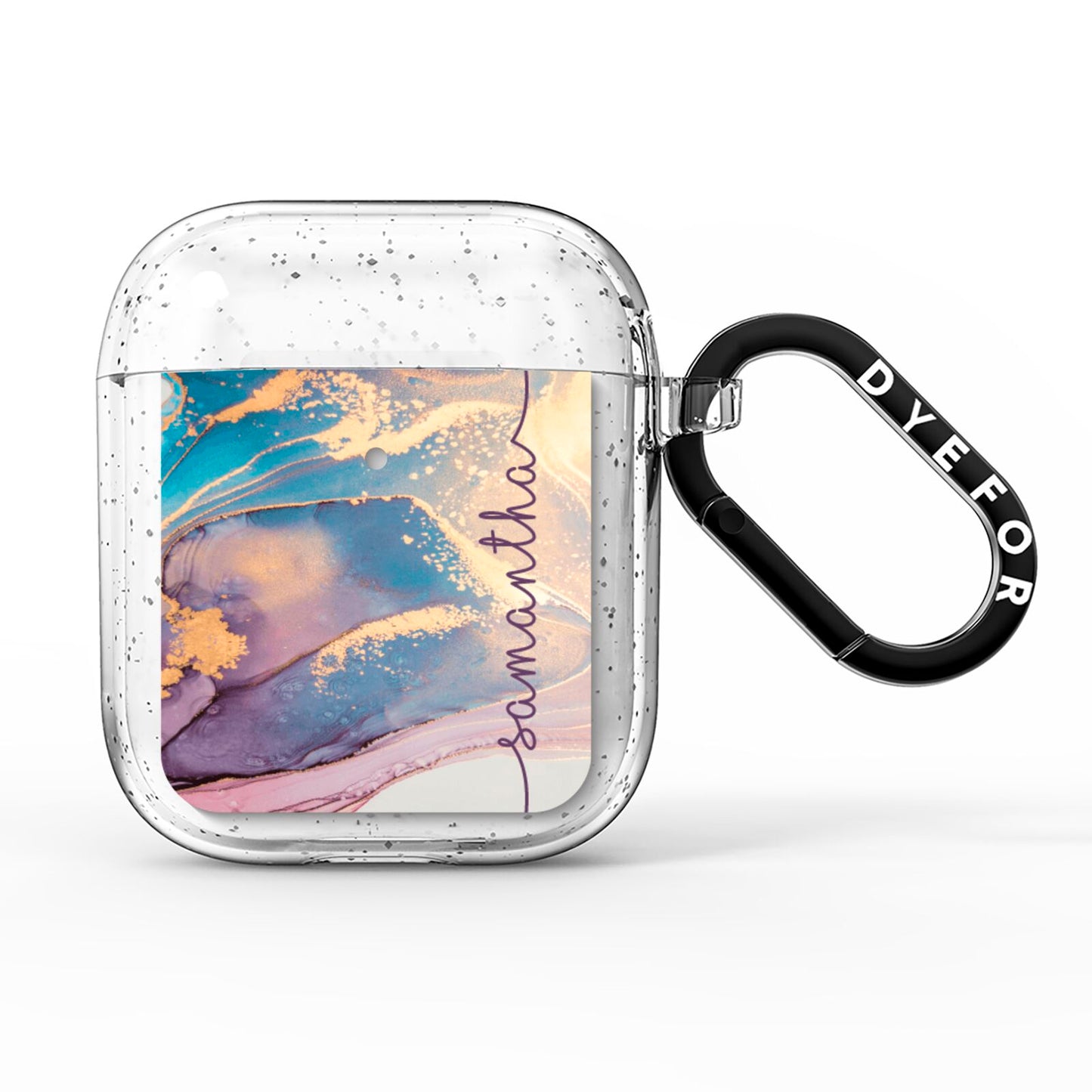 Pink and Blue Marble AirPods Glitter Case