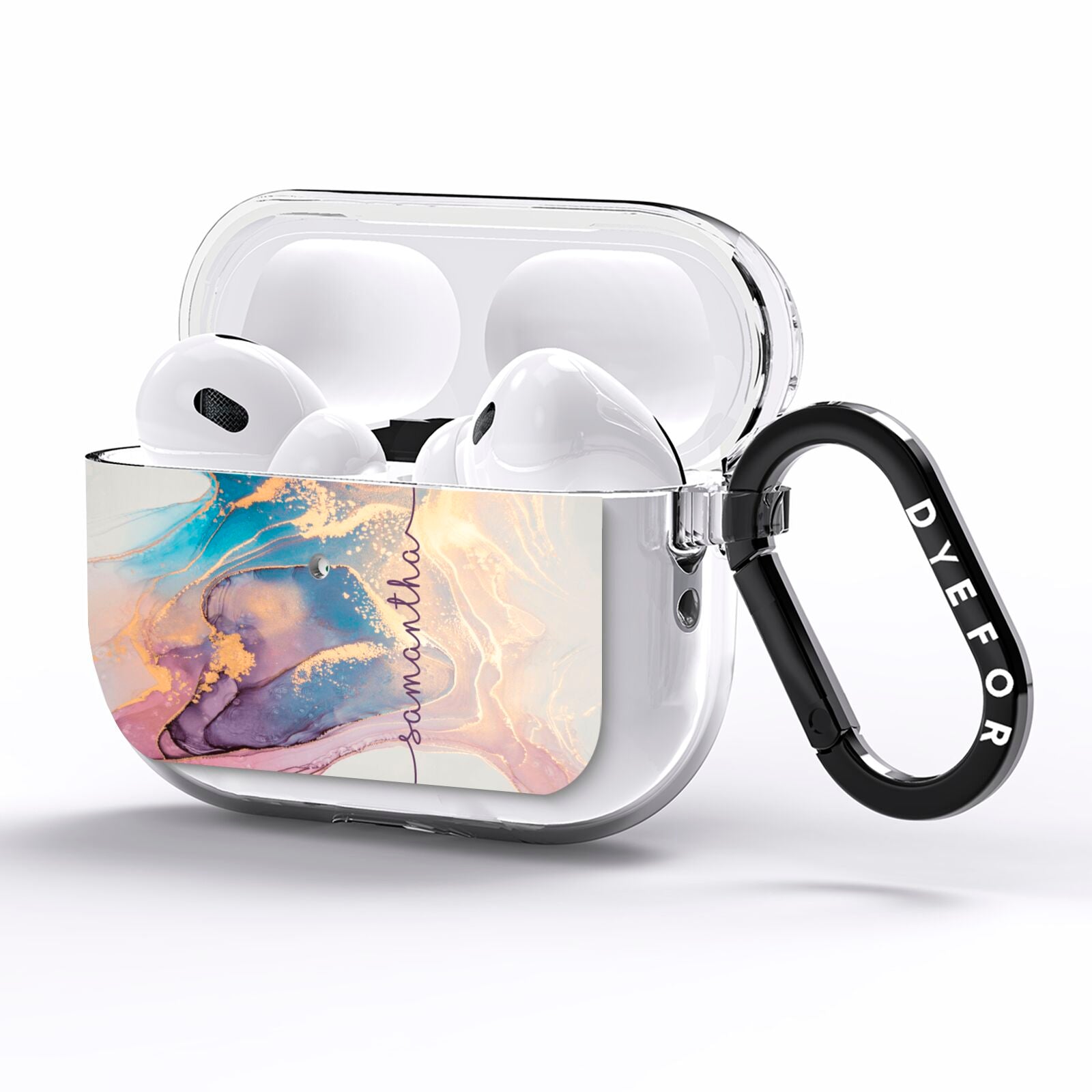 Pink and Blue Marble AirPods Pro Clear Case Side Image
