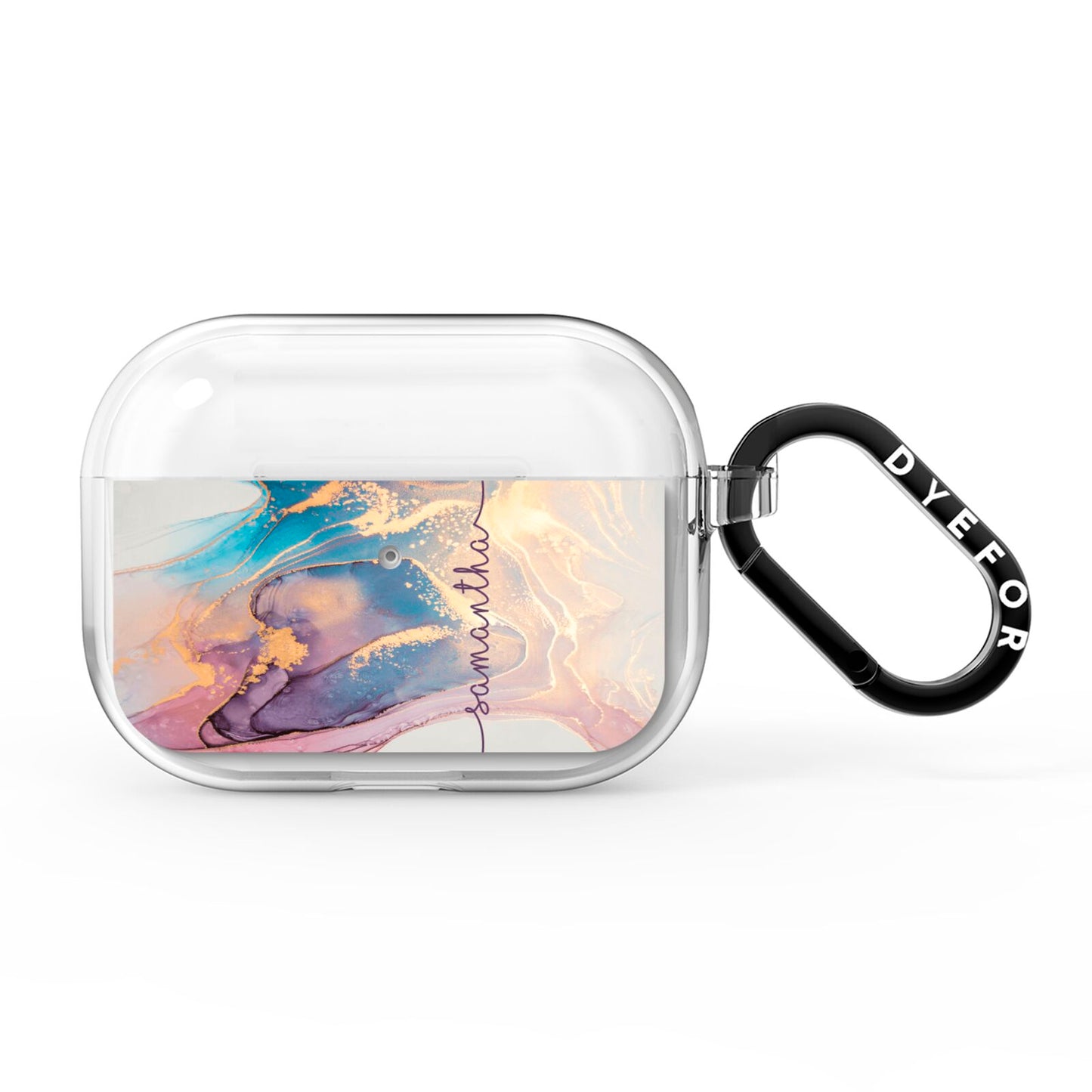 Pink and Blue Marble AirPods Pro Clear Case