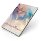Pink and Blue Marble Apple iPad Case on Grey iPad Side View