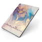 Pink and Blue Marble Apple iPad Case on Grey iPad Side View