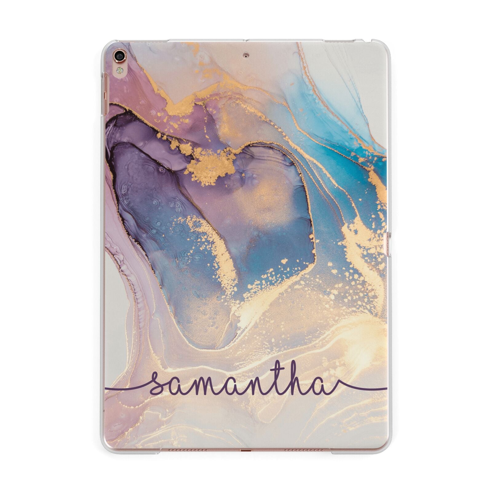 Pink and Blue Marble Apple iPad Rose Gold Case