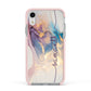 Pink and Blue Marble Apple iPhone XR Impact Case Pink Edge on Silver Phone