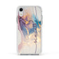 Pink and Blue Marble Apple iPhone XR Impact Case White Edge on Silver Phone