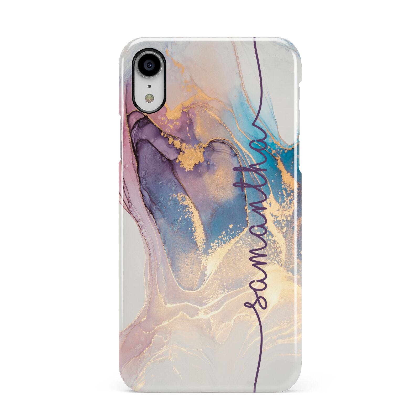 Pink and Blue Marble Apple iPhone XR White 3D Snap Case
