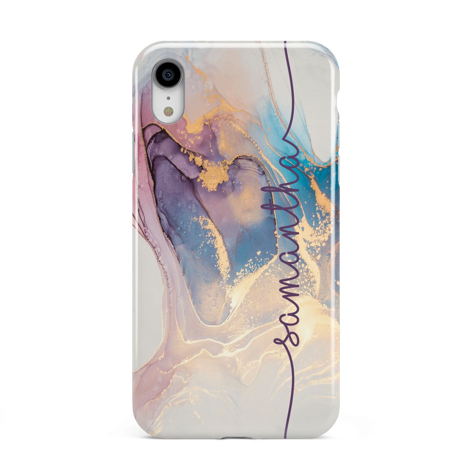 Pink and Blue Marble Apple iPhone XR White 3D Tough Case