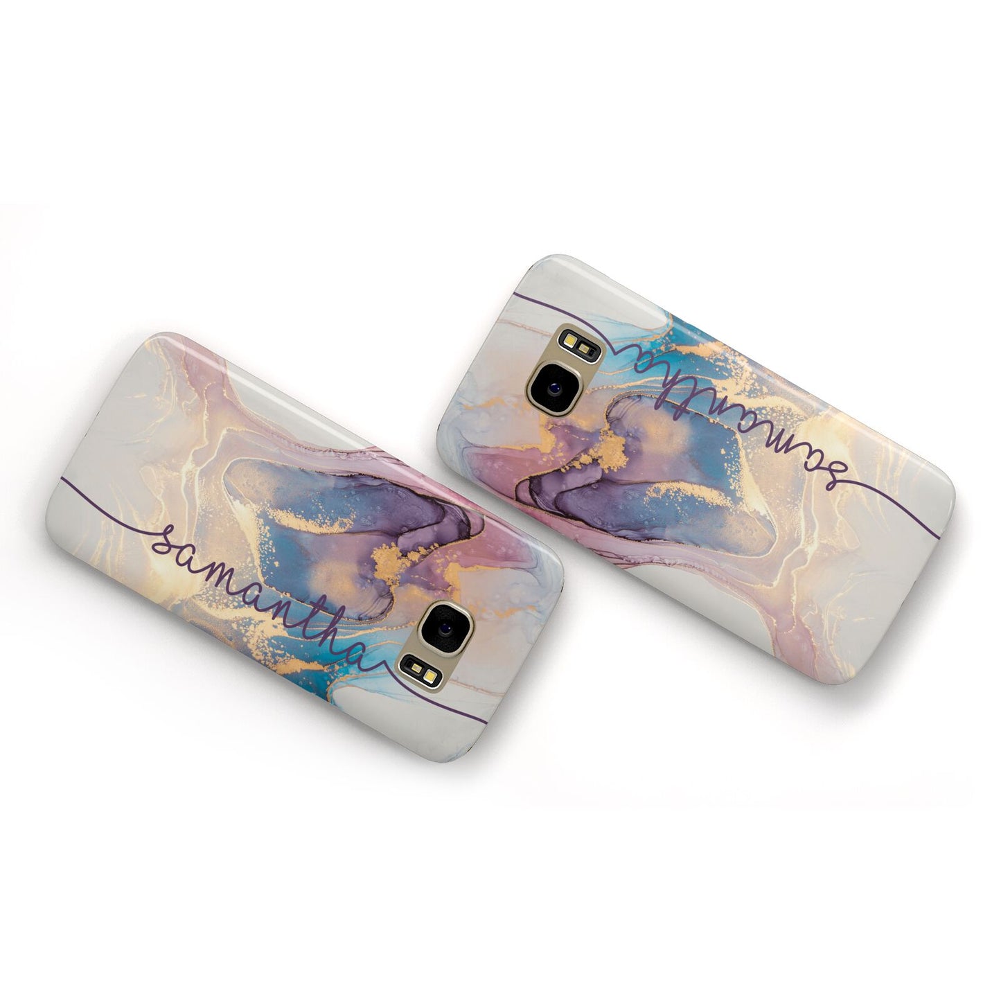 Pink and Blue Marble Samsung Galaxy Case Flat Overview