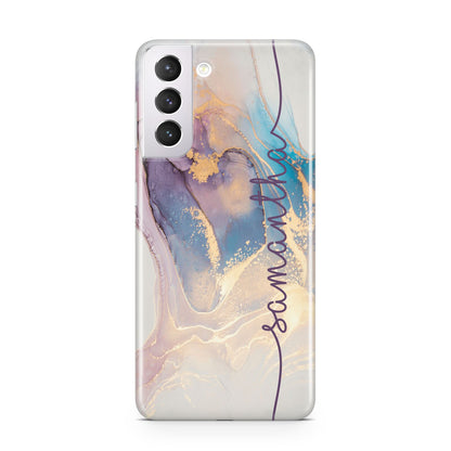 Pink and Blue Marble Samsung S21 Case