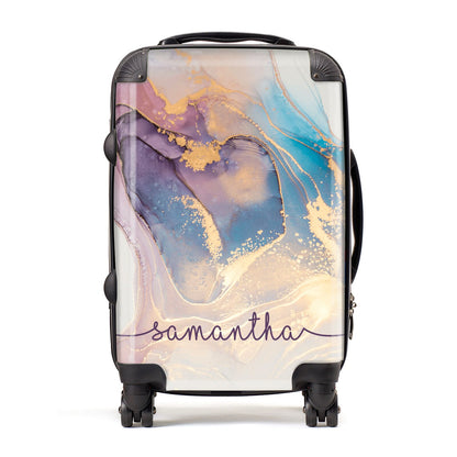 Pink and Blue Marble Suitcase