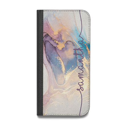 Pink and Blue Marble Vegan Leather Flip Samsung Case