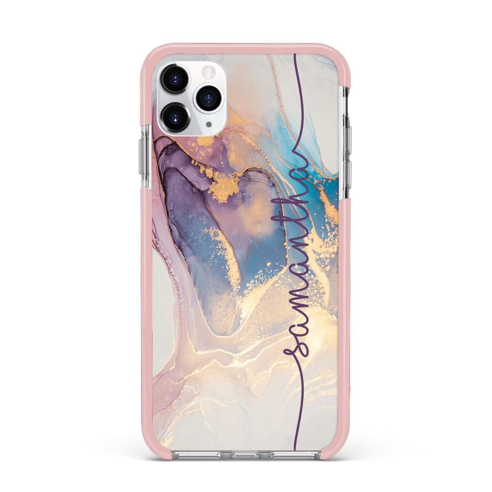 Pink and Blue Marble iPhone 11 Pro Max Impact Pink Edge Case