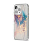 Pink and Blue Marble iPhone 14 Pro Max Clear Tough Case Silver Angled Image