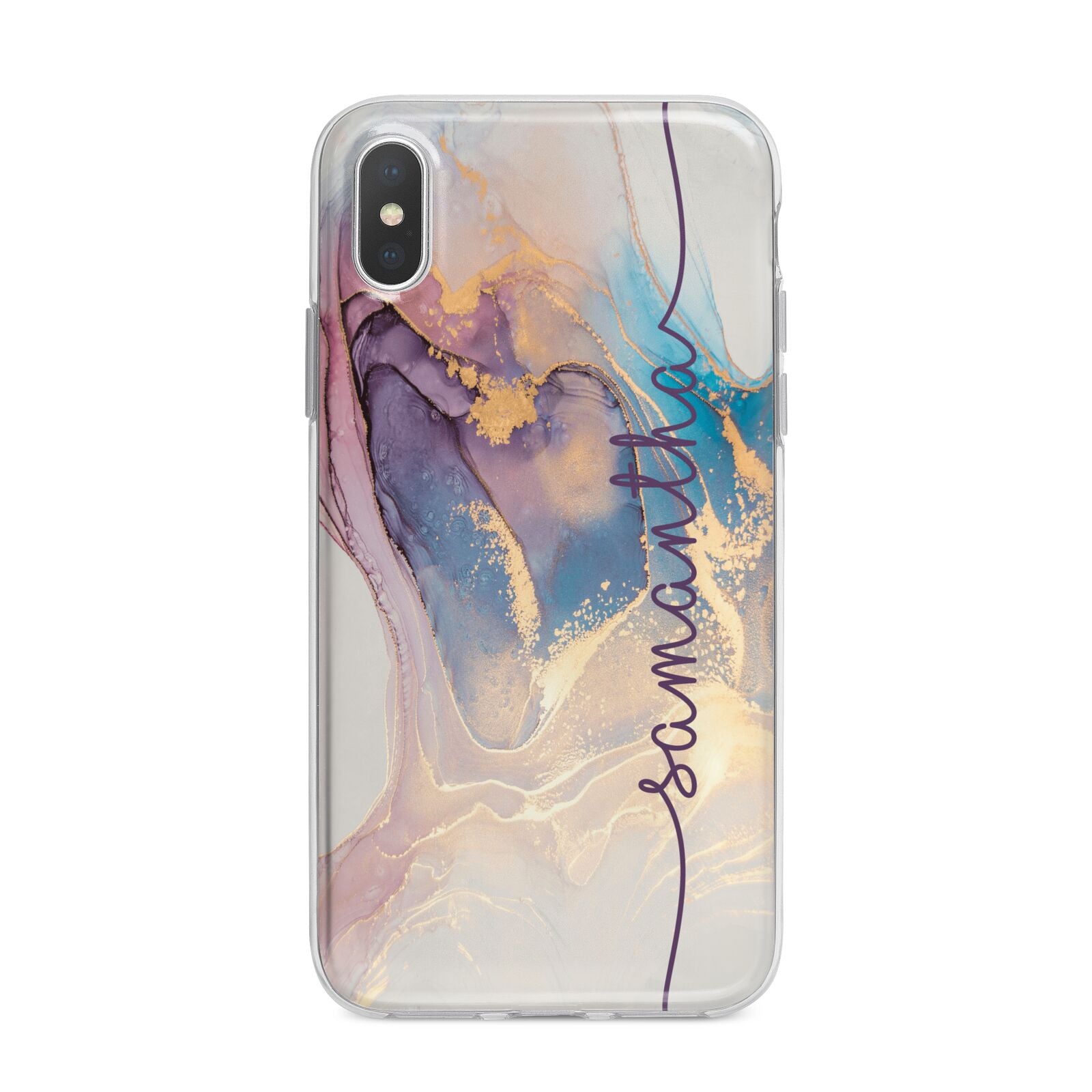 Pink and Blue Marble iPhone X Bumper Case on Silver iPhone Alternative Image 1