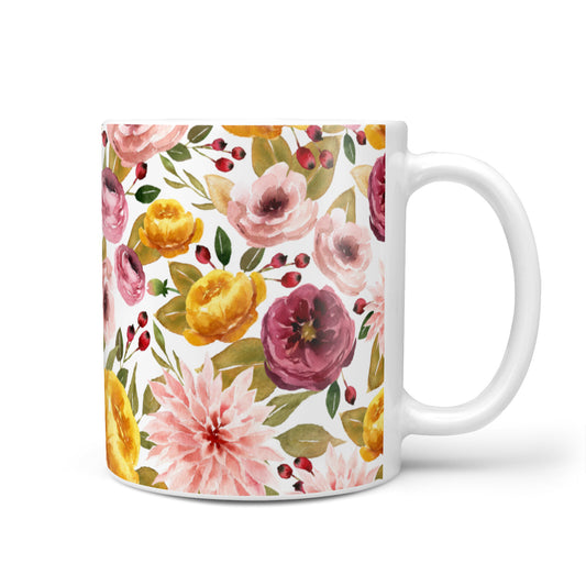 Pink and Mustard Floral 10oz Mug