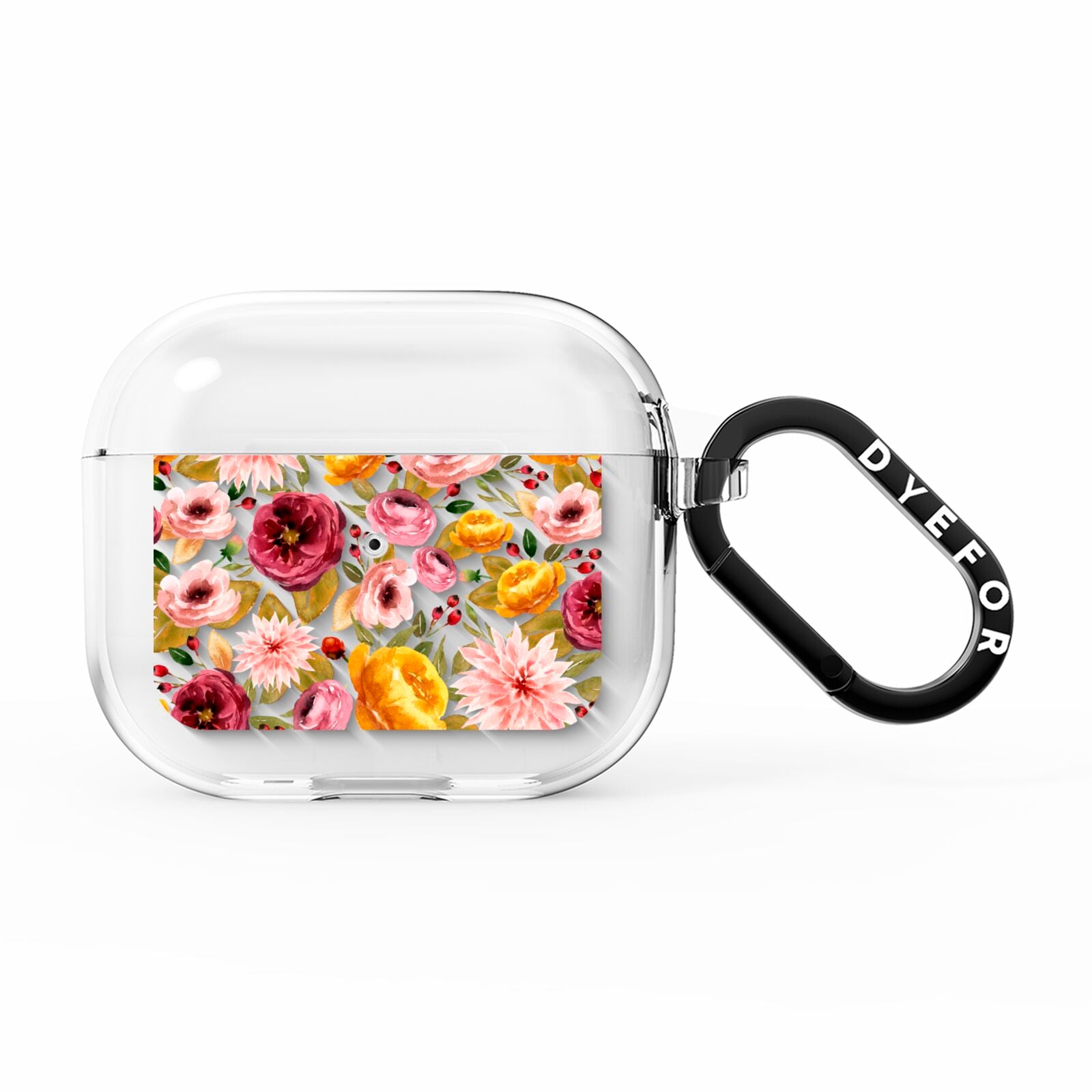 Pink and Mustard Floral AirPods Clear Case 3rd Gen