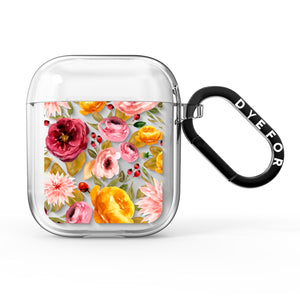 Pink and Mustard Floral AirPods Case