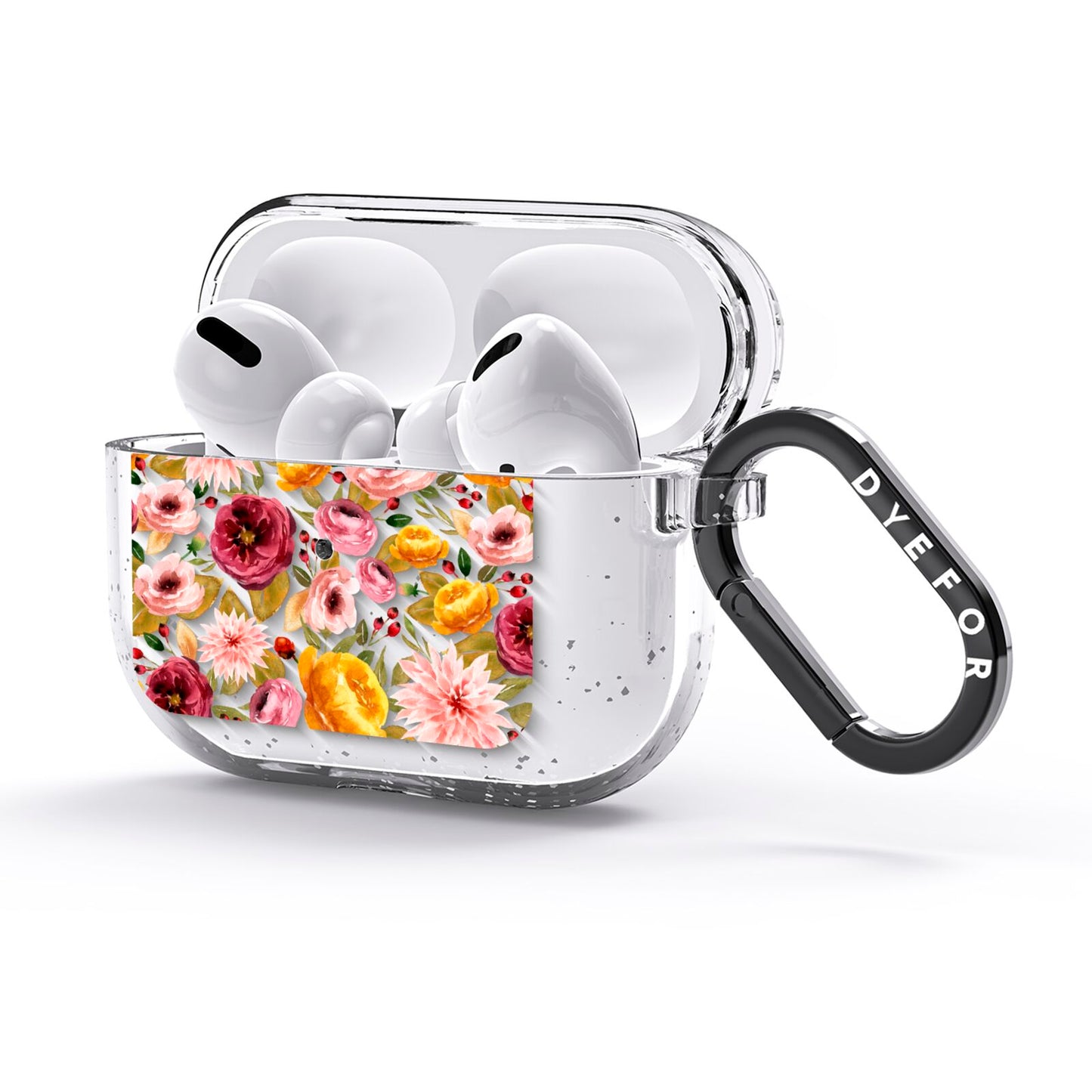 Pink and Mustard Floral AirPods Glitter Case 3rd Gen Side Image