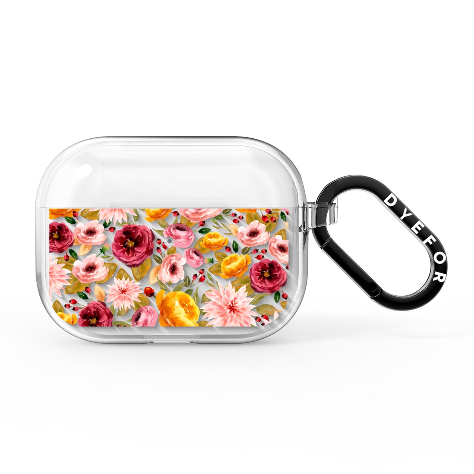 Pink and Mustard Floral AirPods Pro Clear Case