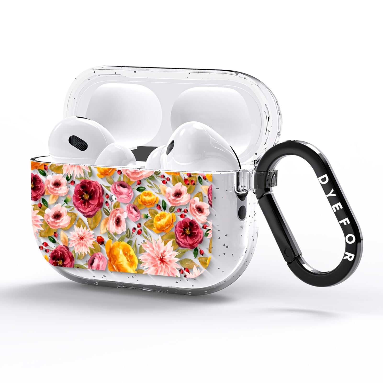 Pink and Mustard Floral AirPods Pro Glitter Case Side Image