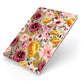 Pink and Mustard Floral Apple iPad Case on Rose Gold iPad Side View