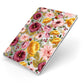 Pink and Mustard Floral Apple iPad Case on Silver iPad Side View