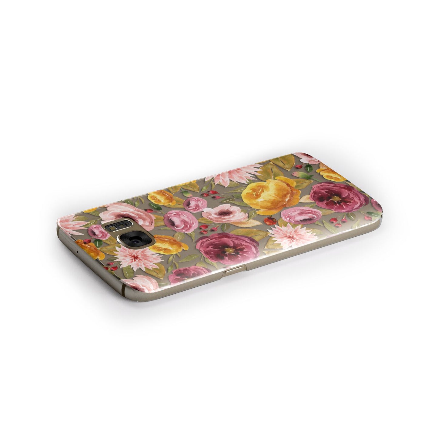 Pink and Mustard Floral Samsung Galaxy Case Side Close Up