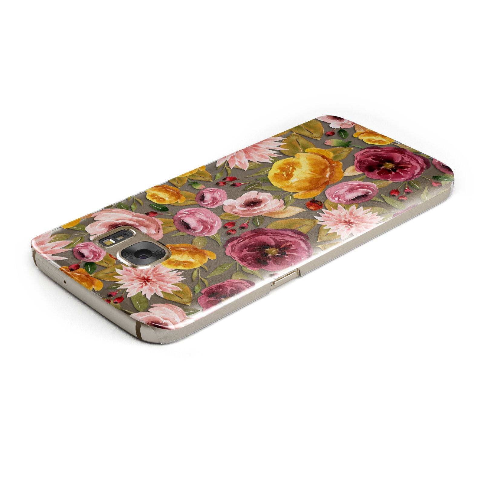 Pink and Mustard Floral Samsung Galaxy Case Top Cutout