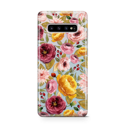 Pink and Mustard Floral Samsung Galaxy S10 Case