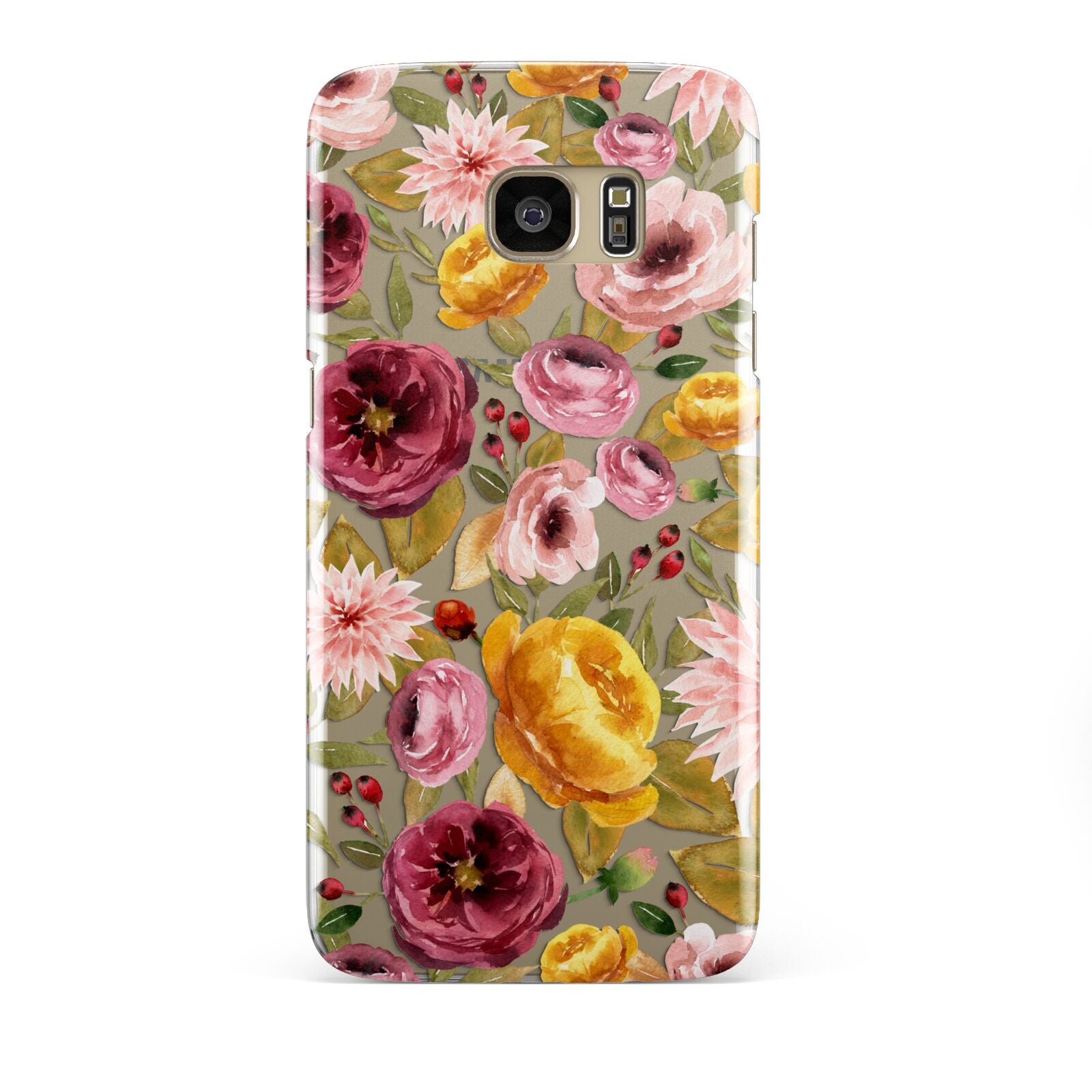 Pink and Mustard Floral Samsung Galaxy S7 Edge Case