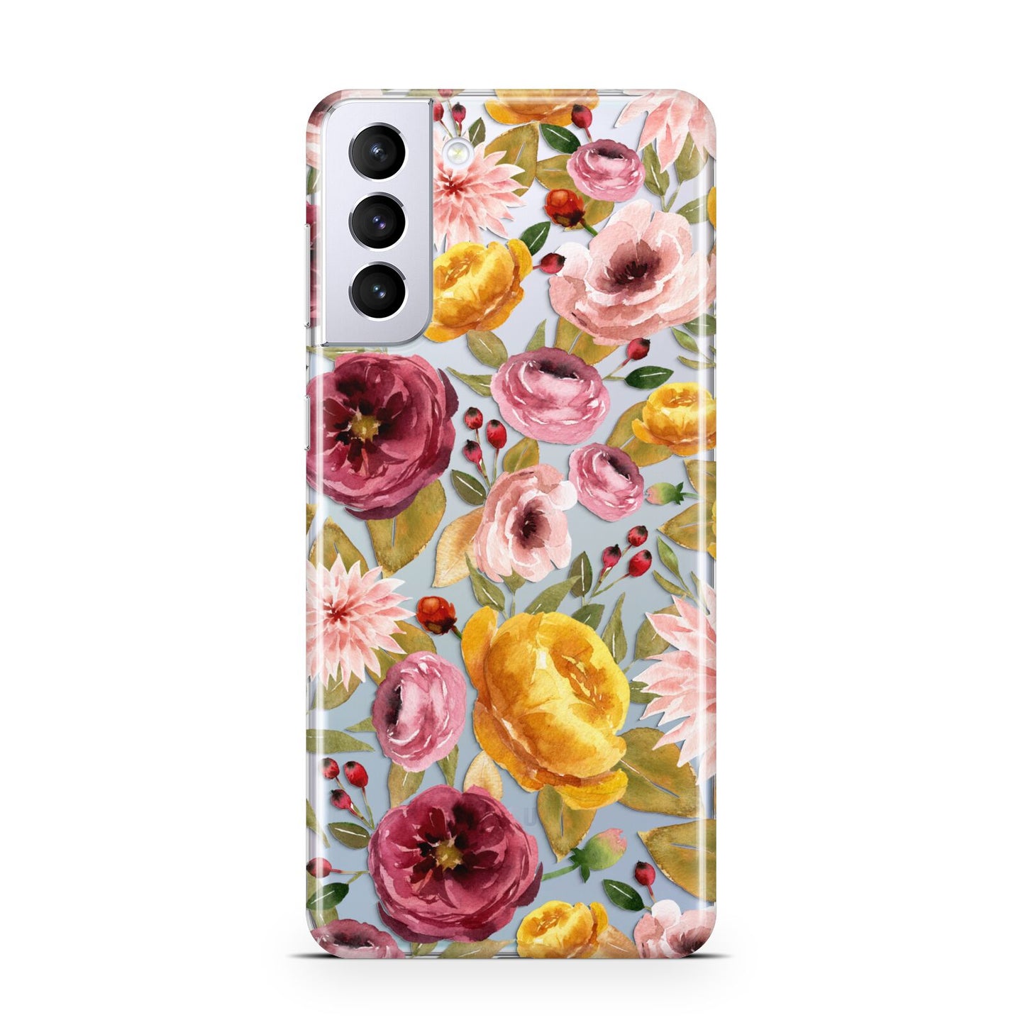 Pink and Mustard Floral Samsung S21 Plus Phone Case