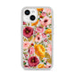 Pink and Mustard Floral iPhone 14 Glitter Tough Case Starlight