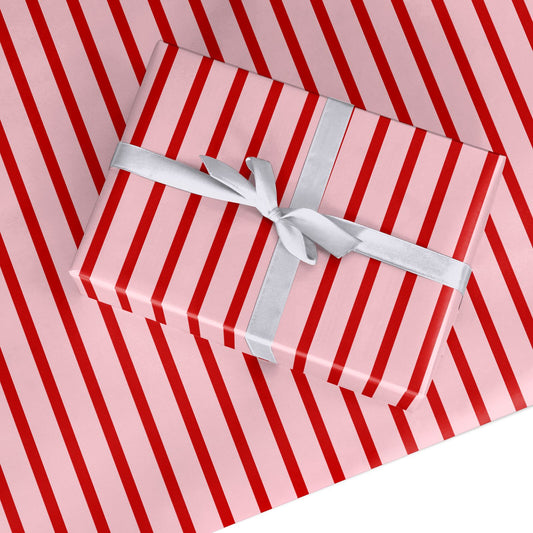 Pink and Red Striped Custom Wrapping Paper