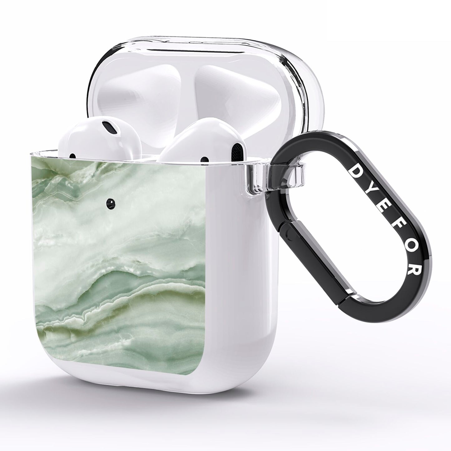 Pistachio Green Marble AirPods Clear Case Side Image