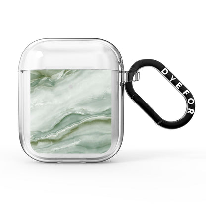 Pistachio Green Marble AirPods Clear Case