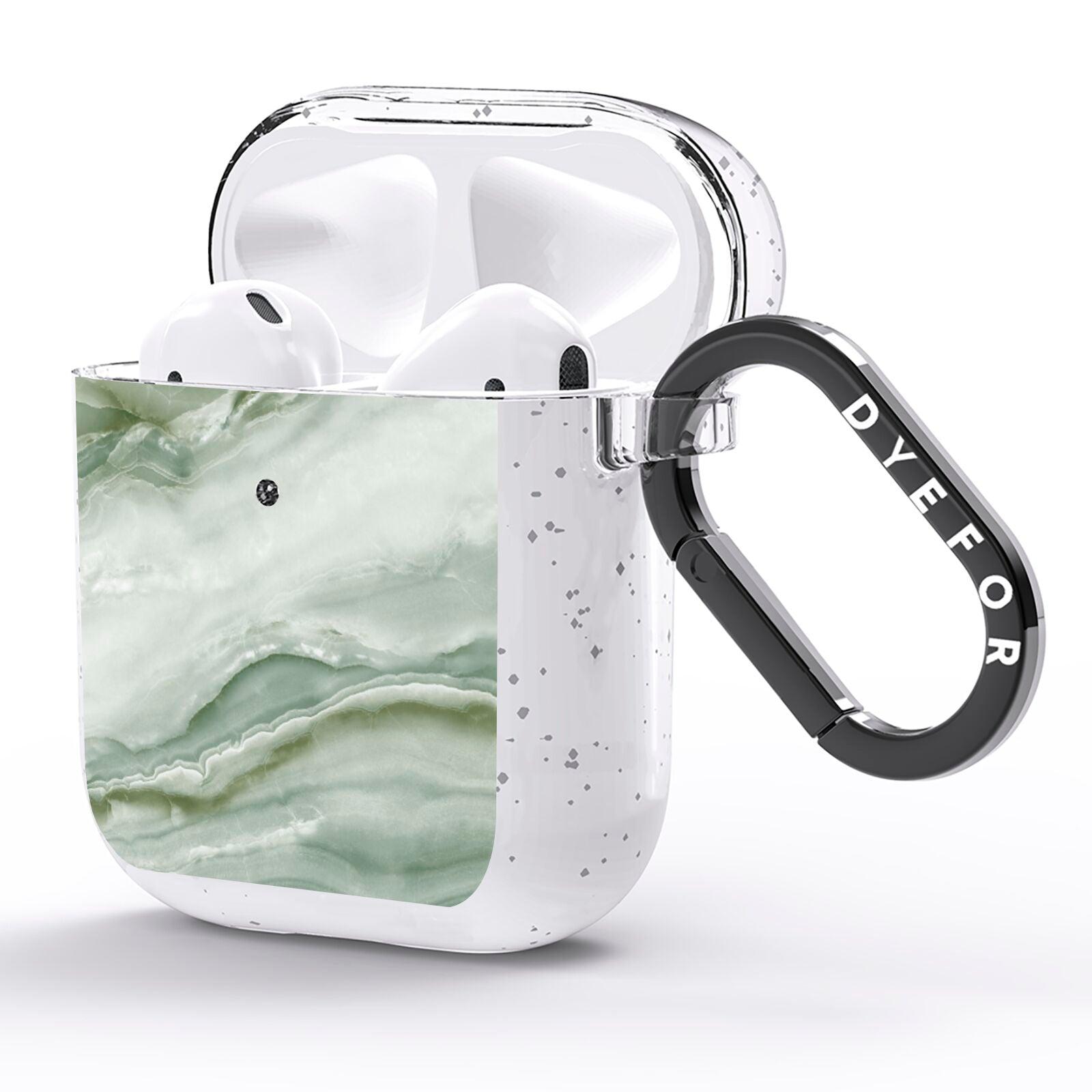 Pistachio Green Marble AirPods Glitter Case Side Image