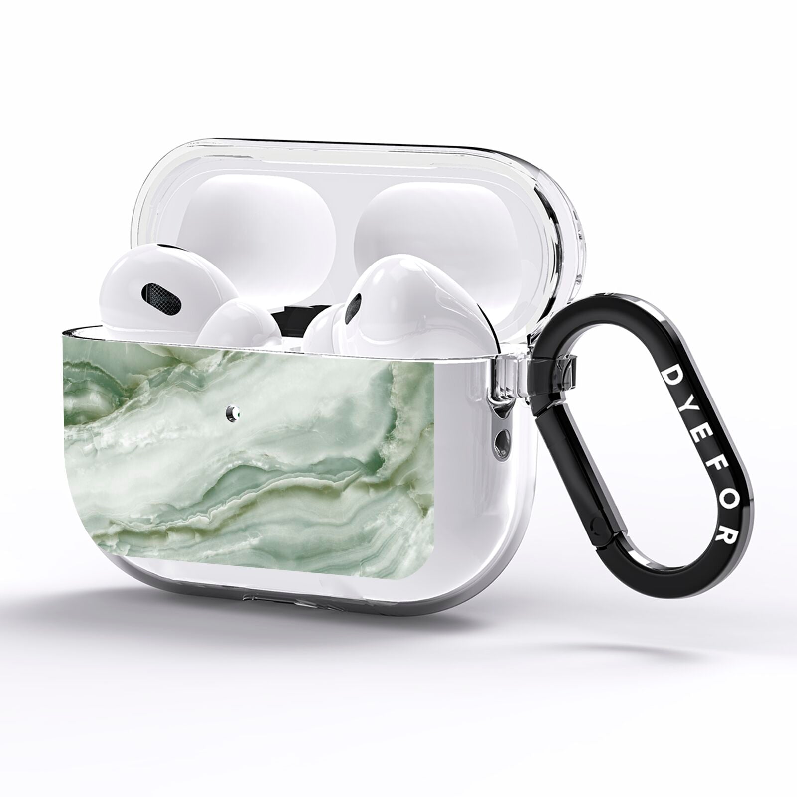 Pistachio Green Marble AirPods Pro Clear Case Side Image