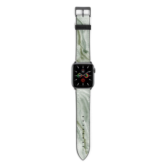 Pistachio Green Marble Apple Watch Strap with Space Grey Hardware