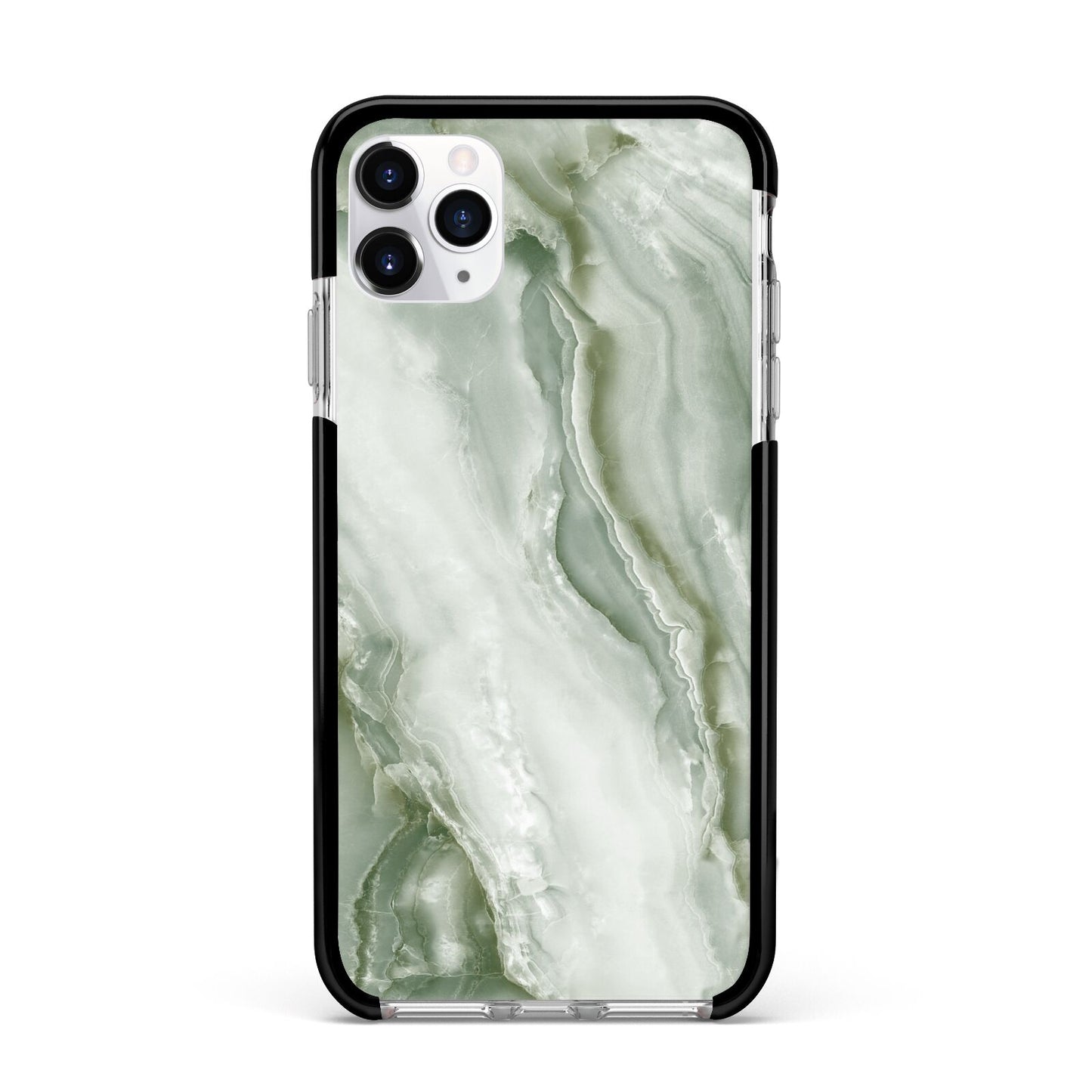 Pistachio Green Marble Apple iPhone 11 Pro Max in Silver with Black Impact Case